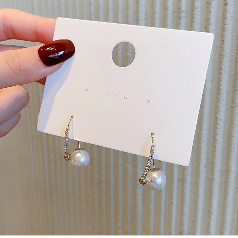 💙Pearl Crystal Zircon Wire Hooks Earrings - Picture 10 of 14